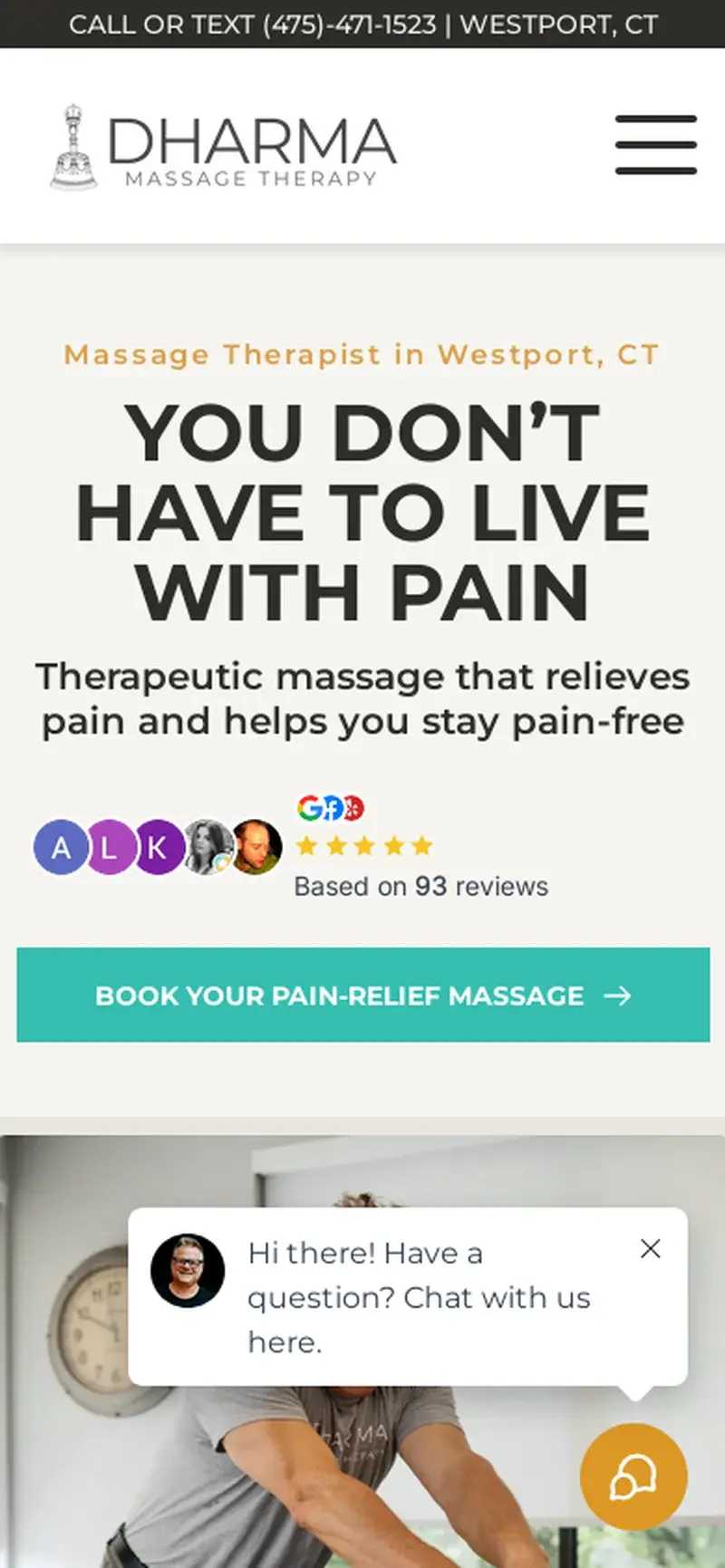 Aperçu mobile du site Dharma Massage Therapy