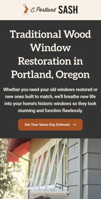 Aperçu mobile du site East Portland Sash