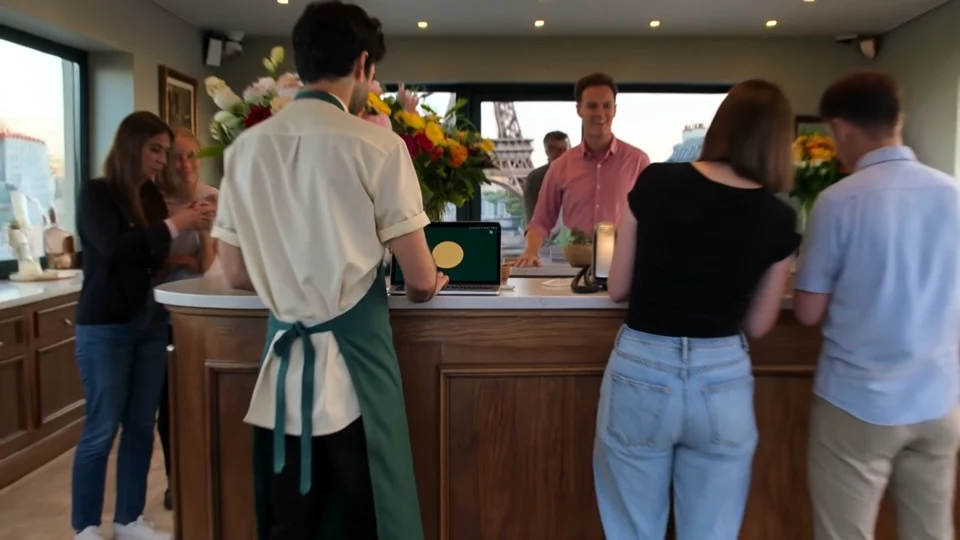 Clients accueillis dans un commerce local devenu visible sur Google grâce au SEO local