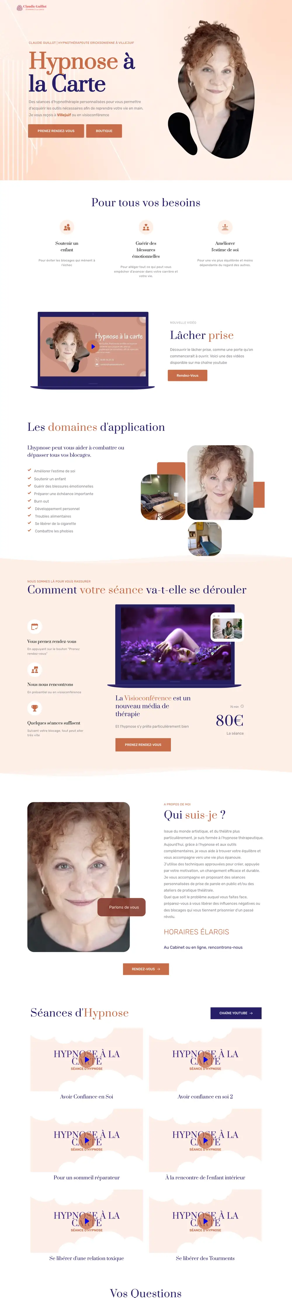 Site internet de Hypnose à la carte (Hypnothérapeute, Villejuif) créé par Monsieur Click, page d’accueil