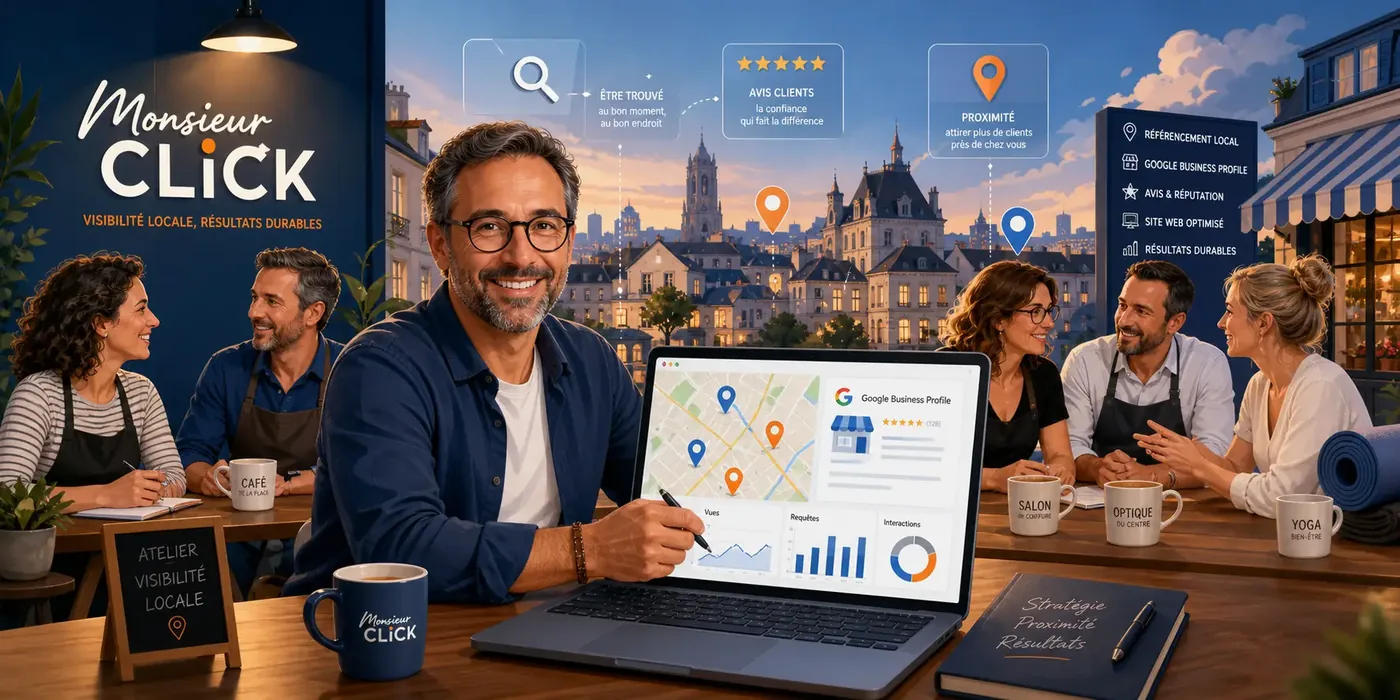 Commerces locaux visibles sur Google grâce au SEO local Monsieur Click