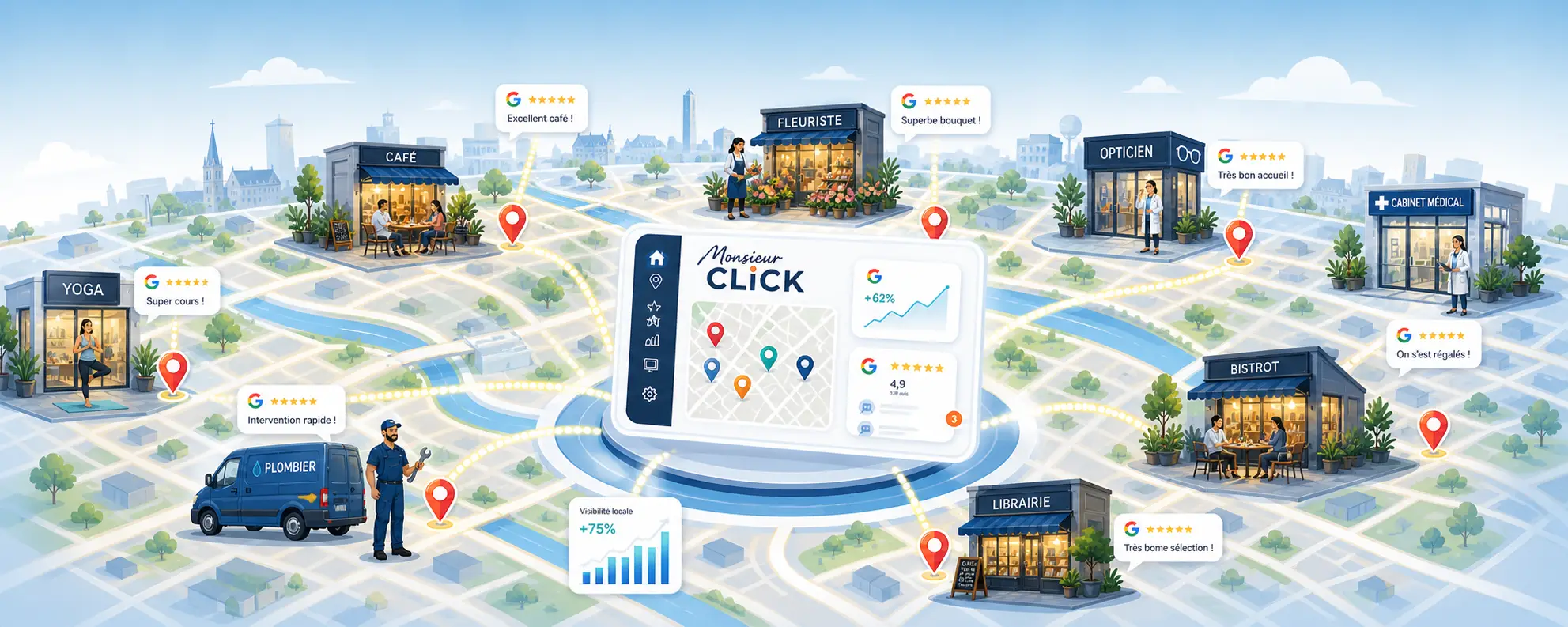 Écosystème de visibilité locale : site web, Google Business Profile et IA
